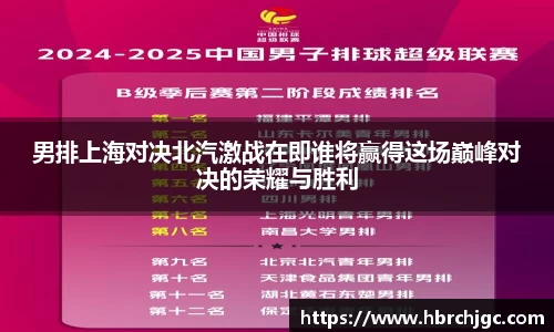 男排上海对决北汽激战在即谁将赢得这场巅峰对决的荣耀与胜利